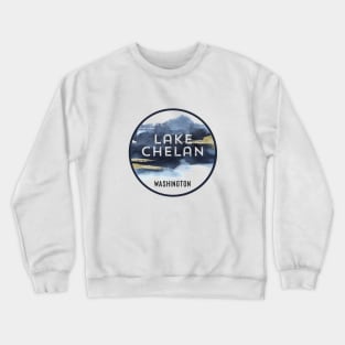 Lake Chelan Washington Watercolor Design Hiking Camping Souvenir Crewneck Sweatshirt